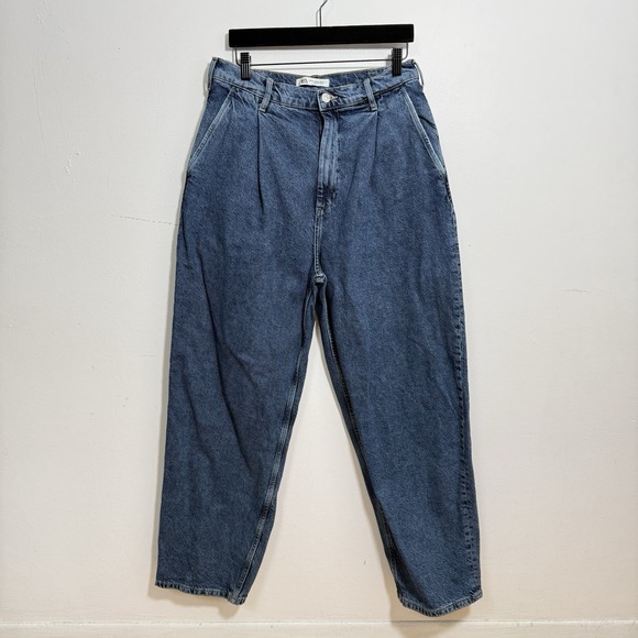 Zara Baggy Fit Blue Jeans Straight Leg Mid Waist Size 30x30 - Picture 4 of 12
